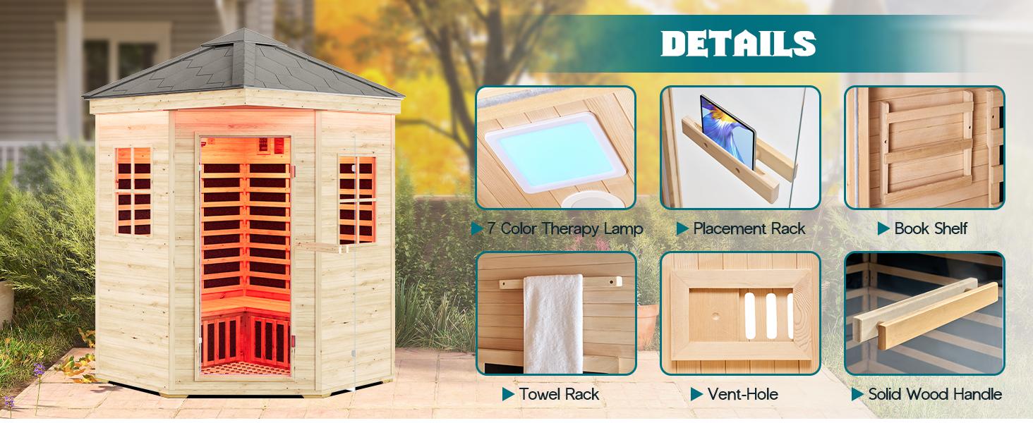 AMERLIFE Infrared Sauna for 1/2/4 Person, Low EMF 930W/110V&1463W/110V&2145W/110V Hemlock Wood Sauna with Tourmaline Foot Warmer, 7-Color Light Therapy, Salt Crystal Bricks, Easy Assembly AMERLIFE Infrared Sauna for 1/2/4 Person, Low EMF 930W/110V&1463W/110V&2145W/110V Hemlock Wood Sauna with Tourmaline Foot Warmer, 7-Color Light Therapy, Salt Crystal Bricks, Easy Assembly