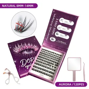 [Aurora One Box] Natural Cluster Lashes 8-14mm Self Adhesive Waterproof Long Lasting Press On Lashes for Effortless Daily Eye Makeup