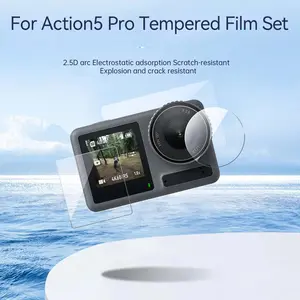 TELESIN Screen Protector for DJI Osmo Action 5 Pro, Tempered Glass Protector for Lens, Front, and Back Screens (DJI Osmo Action 5 Pro Accessories), 9H Hardness, Scratch-Resistant, Anti-Fingerprint, Bubble-Free (3 Pieces)