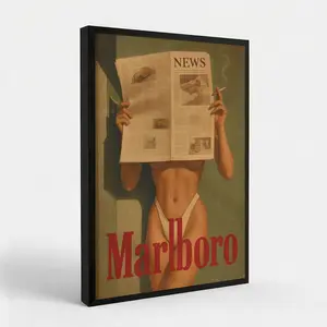 A vintage Marlboro lady newspaper Poster, a wall art decoration featuring the vintage cigarette brand, with a strong visual impact. It is perfect as a gift for family and friends. Unframed Art Print Tombstone Wall Art, Artistic, Room