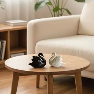 and Couple Swan Ceramic Figurine, Creative Decorative Indoor Table Decor Tabletop, Unique Minimalist Home Decoration for Housewarming Gifts