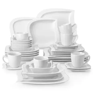 MALACASA Modern Dinnerware Sets,Plates and Bowls Set for 6,Porcelain Dinnerware Set with Dinner Plates and Bowls,Cup and Saucer Set,Series Elvira Winter Holiday
