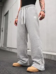 Men's Fashion Letter Print Casual Sport Pants, Perfect for Daily Wear, Outdoor Hiking, Comfortable and Stylish Long Trousers, Loose Straight Sweatpants