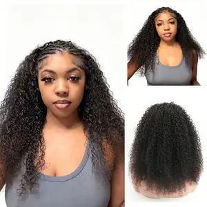 Half Wig Kinky Curly 180% Density Ready to Wear Human Hair Wigs 3In1 Invisible Hairline With Drawstring No Lace Updo Down Style Beginner-friendly Vacation Hair #Summervibes Seamless Flip Over Wig Riverwood Hair Beginner Friendly