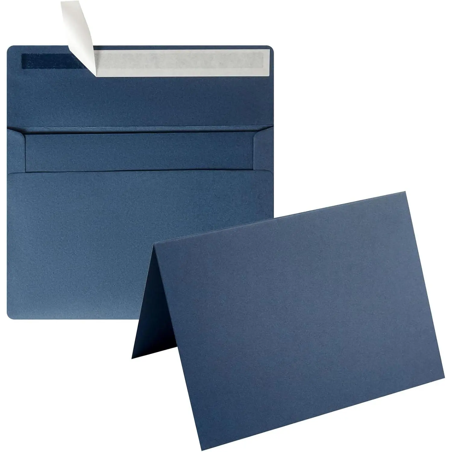 50 Pack Self-Adhesive Envelopes with Fold Cards for Wedding Invitations, Greeting Cards,  Shower, Letter Mailing (Navy Blue, 4x6)