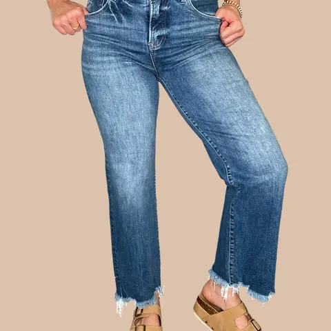 Risen 'Simply Chic' High Rise Tummy Control Wide Leg Jeans