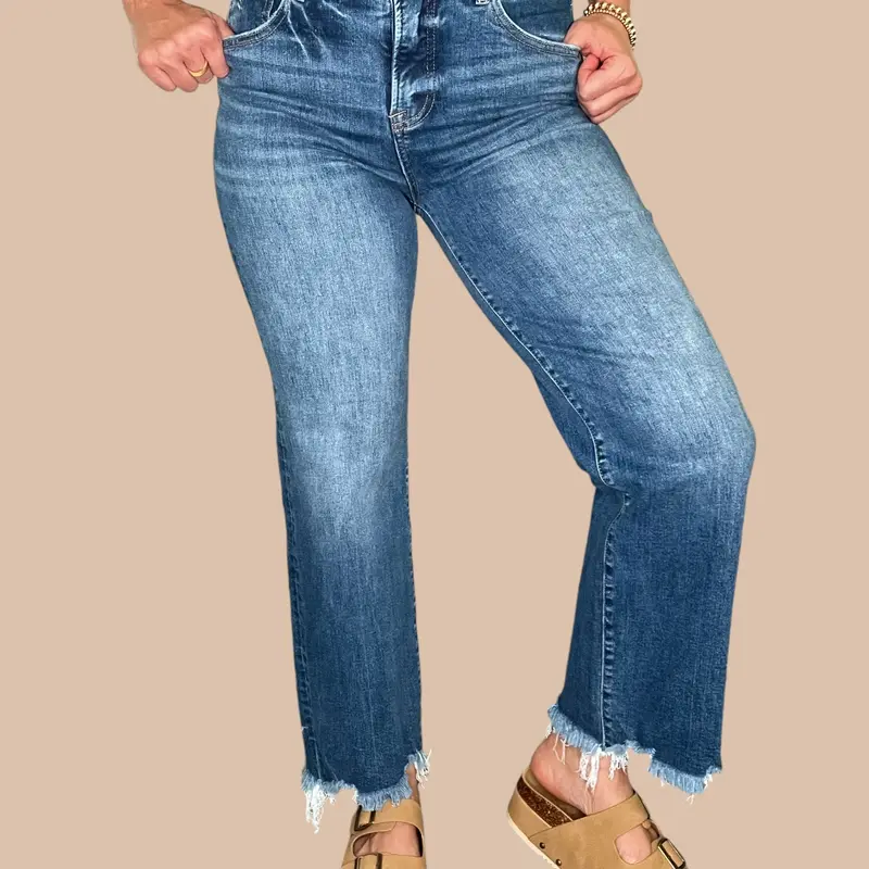 Risen 'Simply Chic' High Rise Tummy Control Wide Leg Jeans