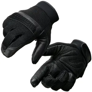 Milwaukee Leather Men's Leather and Mesh Motorcycle Gloves - Breathable, Adjustable Wrist, Riding Gloves