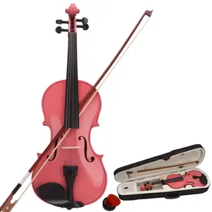 1/2 Size Acoustic Violin Set in Pink Complete with Case Bow & Rosin for Kids Aged 7-9 Durable Basswood Body Vibrant Finish