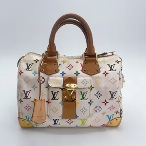 Pre-owned Louis Vuitton canvas Shoulder Bags White Monogram Multicolore Speedy 30 Bag