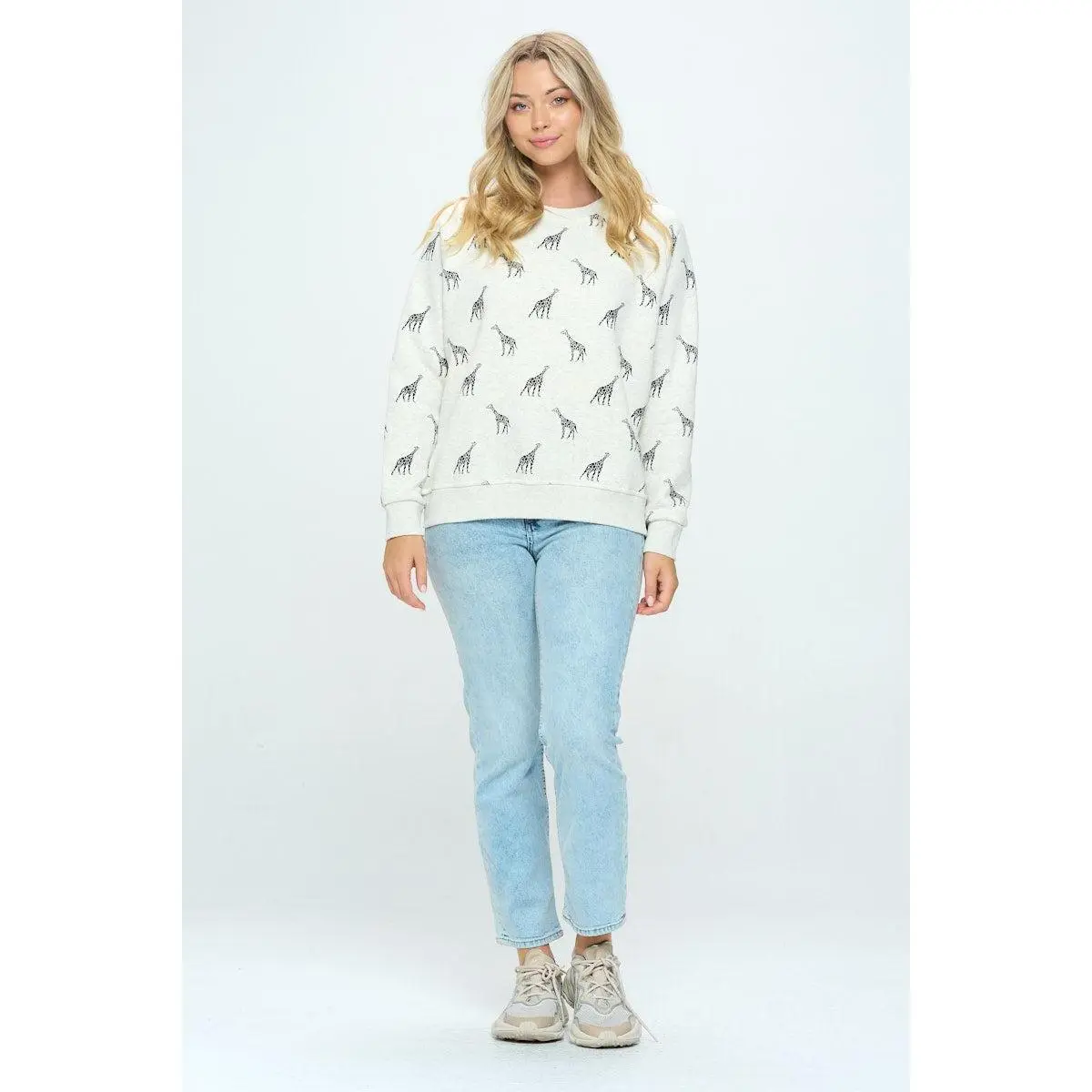 Giraffe All Over Print Crew Neck Sweatshirt