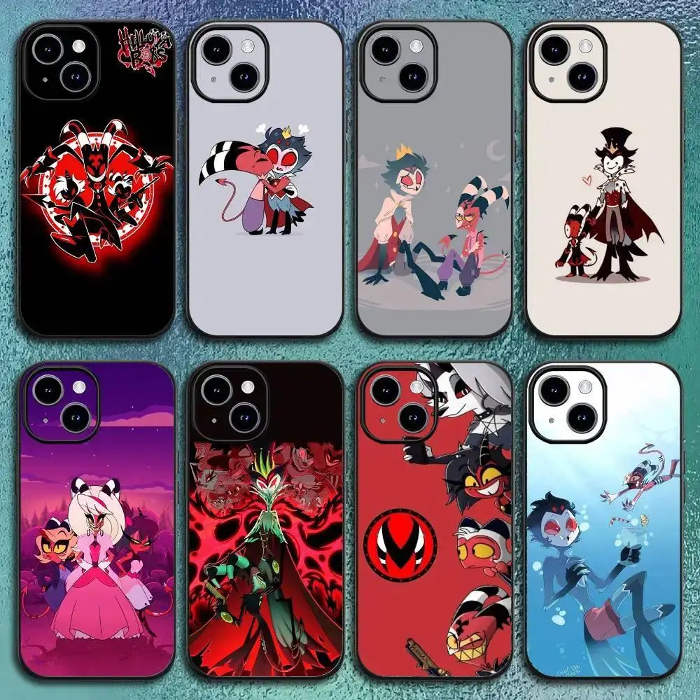 Helluva Boss Stolas Blitzo Hyperrealism Dark Cartoon Phone Case, Glam Aesthetic Black Soft Full Body Fit Cover, Durable Protection, Easy Installation, Button Access, Compatible with iPhone 11-17 Pro Max/Plus & Samsung Galaxy S22-25, Accessories