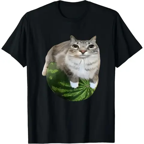 Watermelon Cat Silly Cat Meme T-Shirt A Hilarious Watermelon Print Shirt Is Stylish Unisex Top for Women Fit Casual