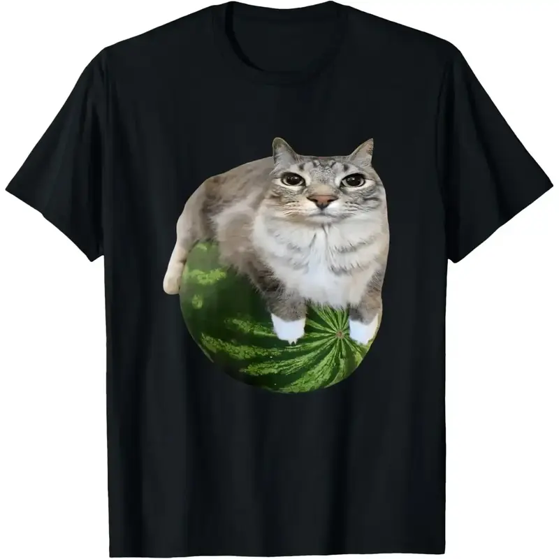 Watermelon Cat Silly Cat Meme T-Shirt A Hilarious Watermelon Print Shirt Is Stylish Unisex Top for Women Fit Casual