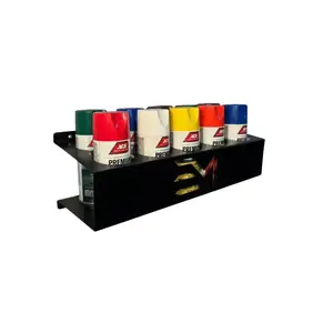 Steel Spray Can Shelf: Wall Mounted Organizer Rack - Matte Black