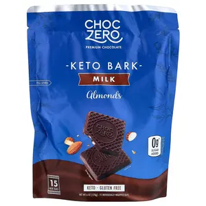 ChocZero Keto Bark, Milk Chocolate, Almond, 15 Mini Bars, 6 oz (170 g)