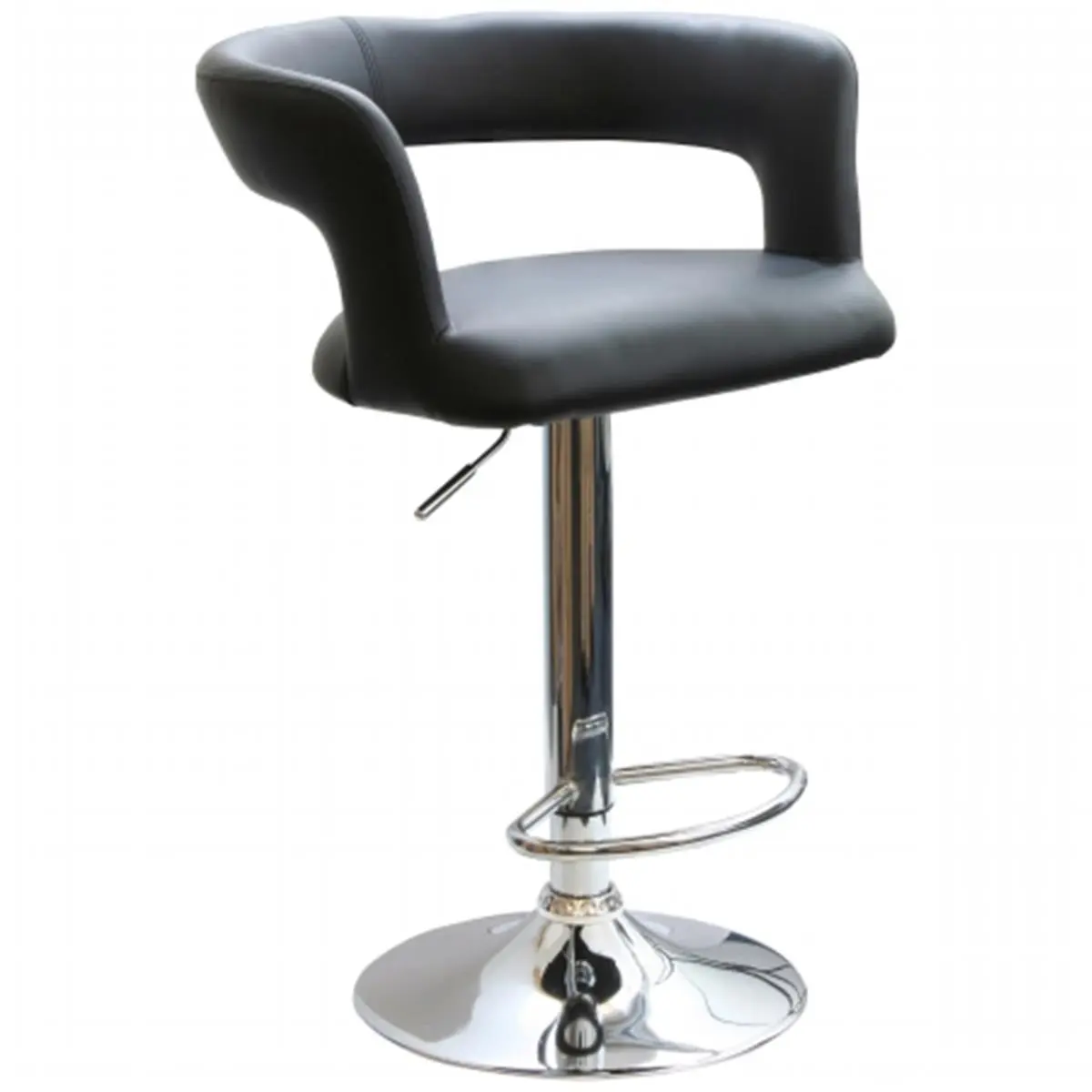212 MAIN Classic Adjustable Height Bar Stool - 24-32 in Height Adjuster, Rounded and Padded Round Back, Swivel Design, Comfortable Vinyl Seat, 265 lbs Weight Capacity, Mirror-Like Polished Chrome - Ideal for Adults' Game Room, Home Bar Decor