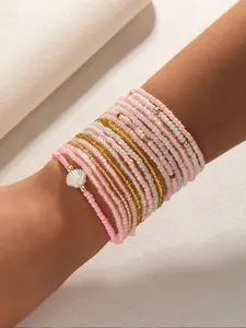 Beaded Bracelet Set, Fashion Colorful Beaded Bracelet for Women & Girls, Trendy All-match & Exquisite Jewelry for Birthday Gift, Stackable Bracelets, Layered Bracelet Set