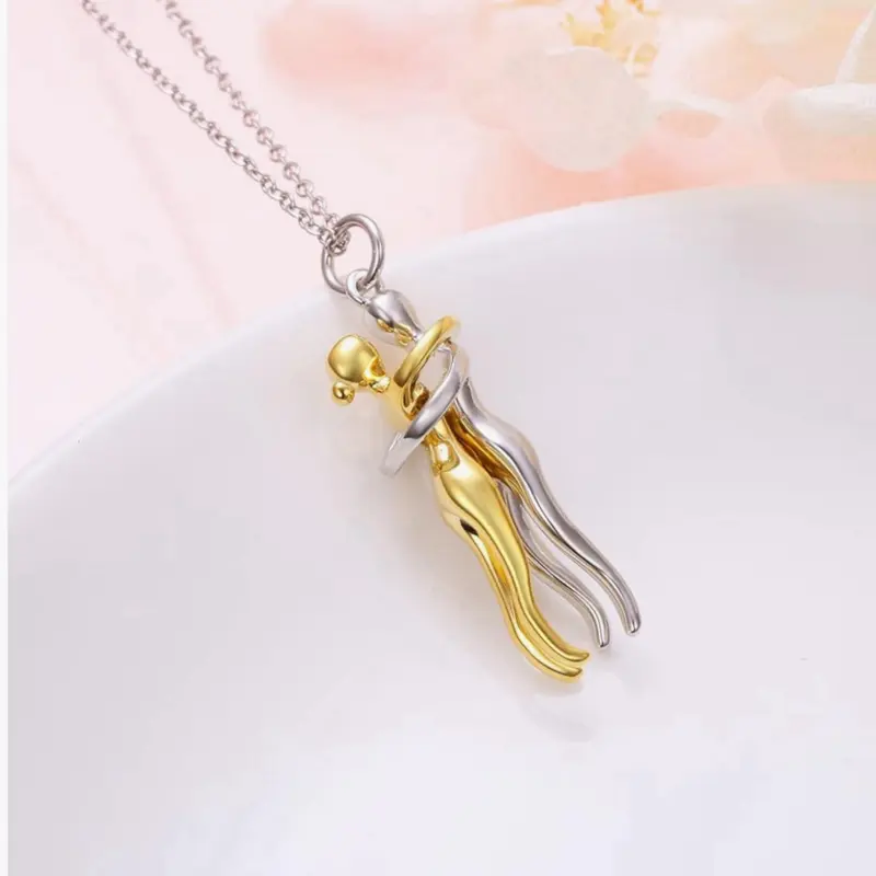 925 Heart Shaped Hug Couple Necklace Chain, Eternal Anniversary Jewelry for Female, Valentine Gifts for Mom with Luxury Packaging