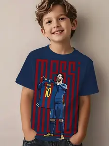 Unisex Short Sleeve Shirt, Graphic Printed Shirt, Barcelona Messi Element, Number 10 Jersey Print, Summer Fashion Casual Top, Comfortable Soft Fabric