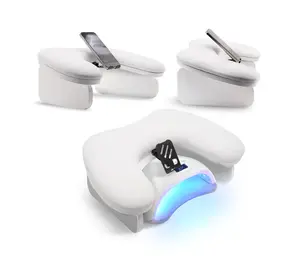 Cutics U-Shaped Manicure Arm Rest for Nails with Rotating Phone Holder Adjustable Nail Arm Rest Detachable Hand Pillow for Salon Home Use White 100% Leather