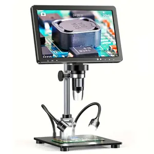 Aikokkl 10.1" LCD Digital Microscope,2000X Magnification,10 Lights,with ,for Coin PCB Circuit Repair Soldering