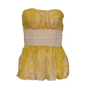 Tracy Reese - Yellow Silk Strapless Top Sz 2