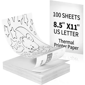 Thermal Printer Paper 8.5" x 11",  Letter Thermal Papers, Continuous Perforated Folding Paper, Compatible with JADENS/Itari M08F Printers, 100 Sheet.