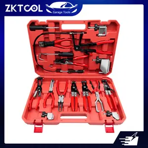 ZKTOOL 16PCS Hose Clamp Pliers Set, Professional Automotive Mechanic Tools Kit with Long-Reach Flexible Wire & Electrical Disconnect Pliers for Fuel, Oil, Coolant Hoses