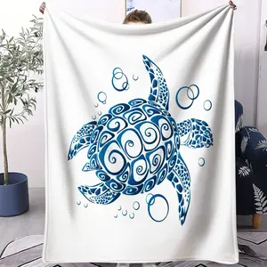 Artistic turtle decorative painting pattern design blanket, suitable for all seasons, suitable for bed, sofa, car, room decoration and gifts, suitable for children and adults