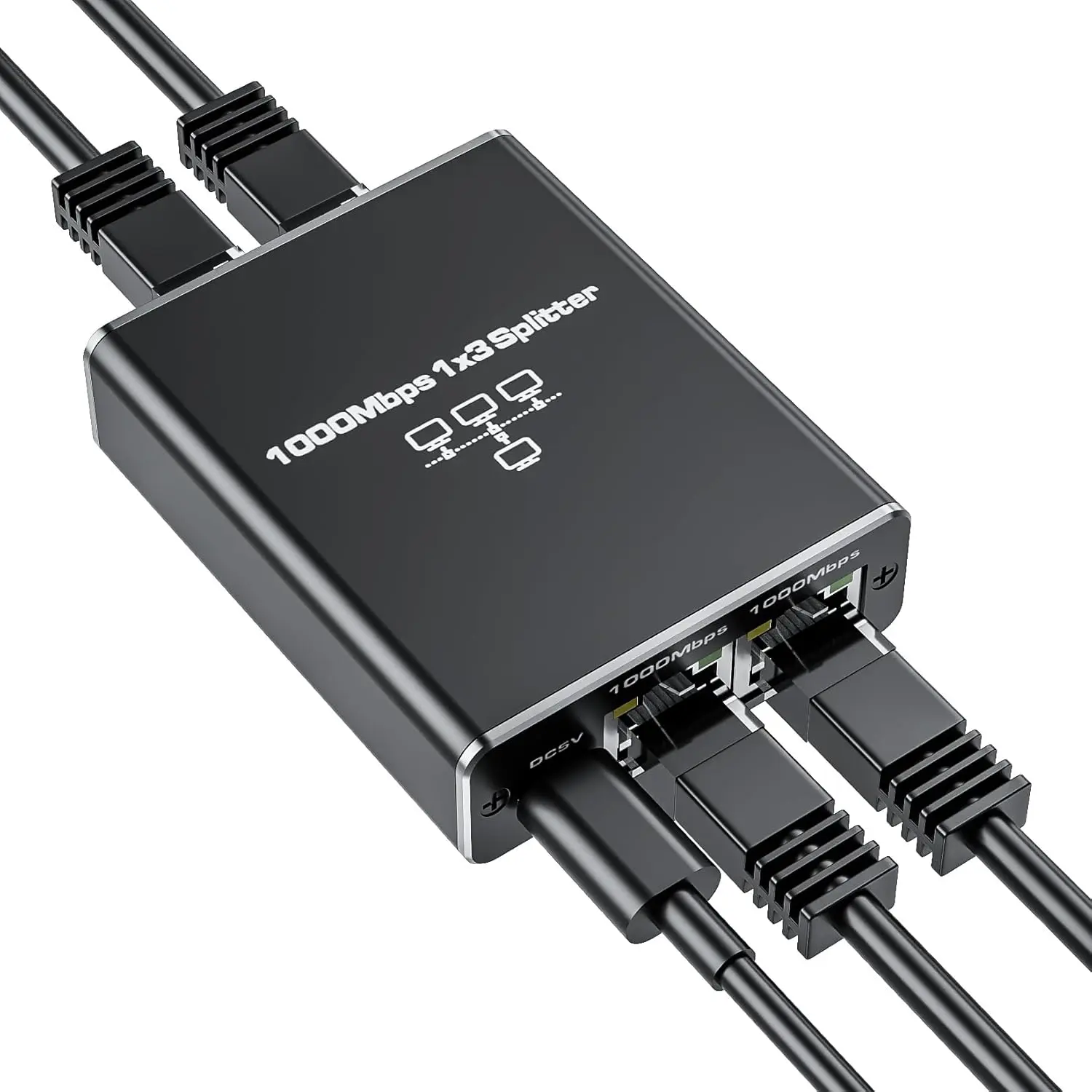 Ethernet Splitter 1 to 3, 1000Mbps RJ45 Internet Splitter with USB Power Cable, LAN Splitter Using Cat5/5e/6/7/8 Cable for PC, TV, PS5, Printer etc(3 Devices Working simultaneously)