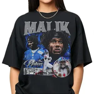 Malik Nabers Shirt, Football American Graphic Vintage, Football 90s Bootleg Inspired Gift Fan Unisex T-Shirt