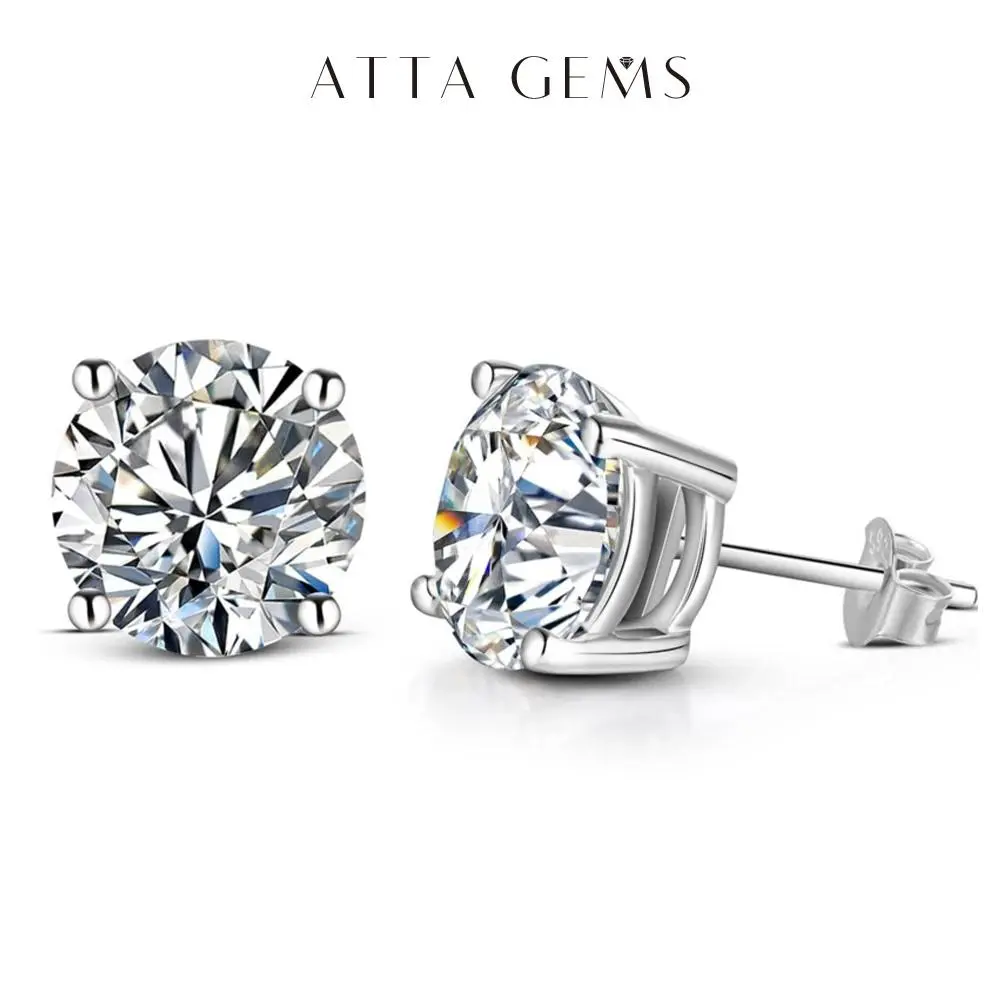 D VVS1 Color Synthetic Moissanite Stud Earrings for Women 18K Yellow Gold Plated 925 Silver Sparkling Wedding Gift for Frineds,Lover,Parents E005, Studs Earrings summerwins,summerwins