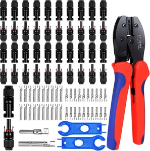 Pro Solar Panel Connectors & Tool Kit Secure Setup- 20 Pairs Male/Female Connectors with Crimping Tool Spanner Wrench & Wire Stripper for 2.5/4mm² PV Cable