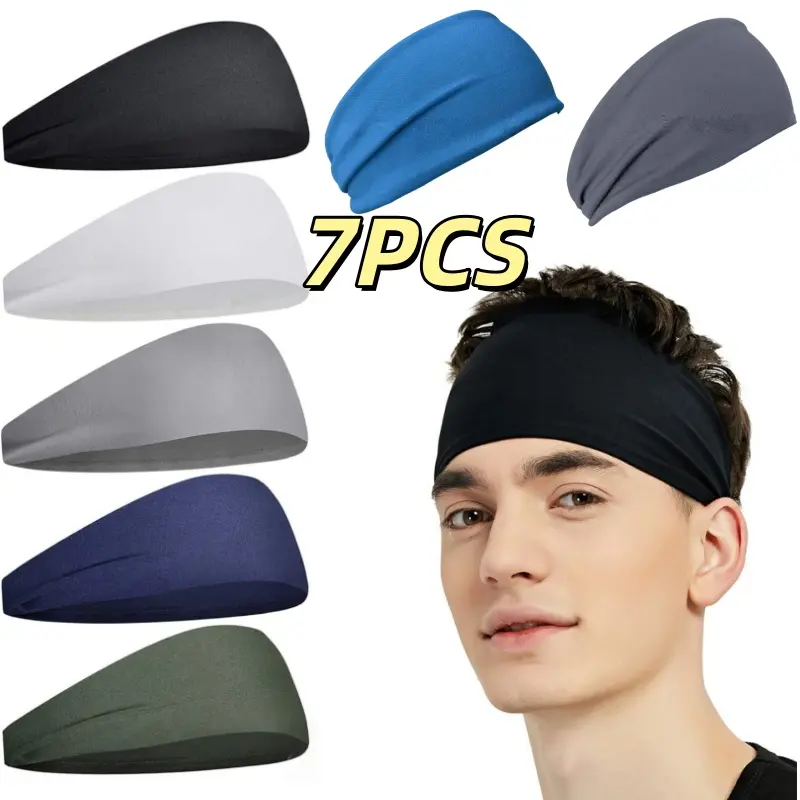 7pcs Unisex Sports Headbands, Moisture-Wicking And Sweat-Absorbing Fitness Headbands, Soft, Breathable And Comfortable, Non-Slip, Suitable for Running, Cycling, Football, Yoga, Fitness, Etc