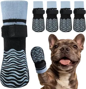Kuoser Non Slip Dog Socks for Hardwood Floors, Dog Grippy Socks with Double-Sided Traction, Anti Slip Dogs Booties Paw Protectors to Prevent Licking Paws for Small Medium Large Senior Dogs, 4 Pack