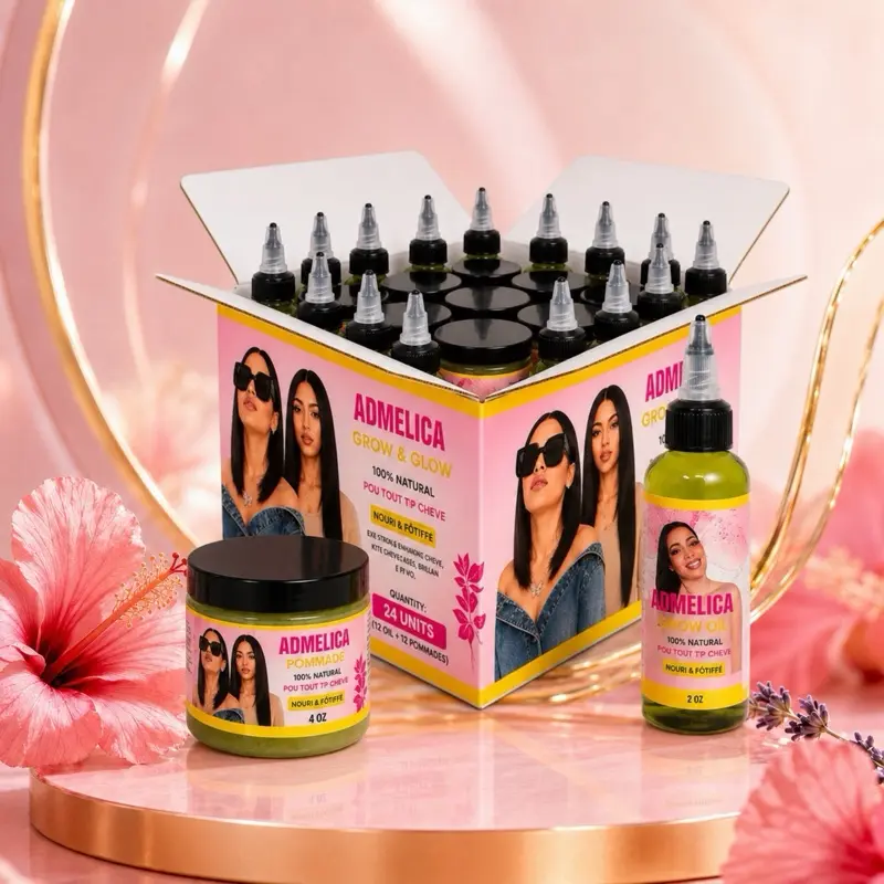 Box 12 Hair oils  12 pomade 4 oz  mix - 100% Natural Green Color, Moisturizing and Nourishing Formula for Healthy Hair Care