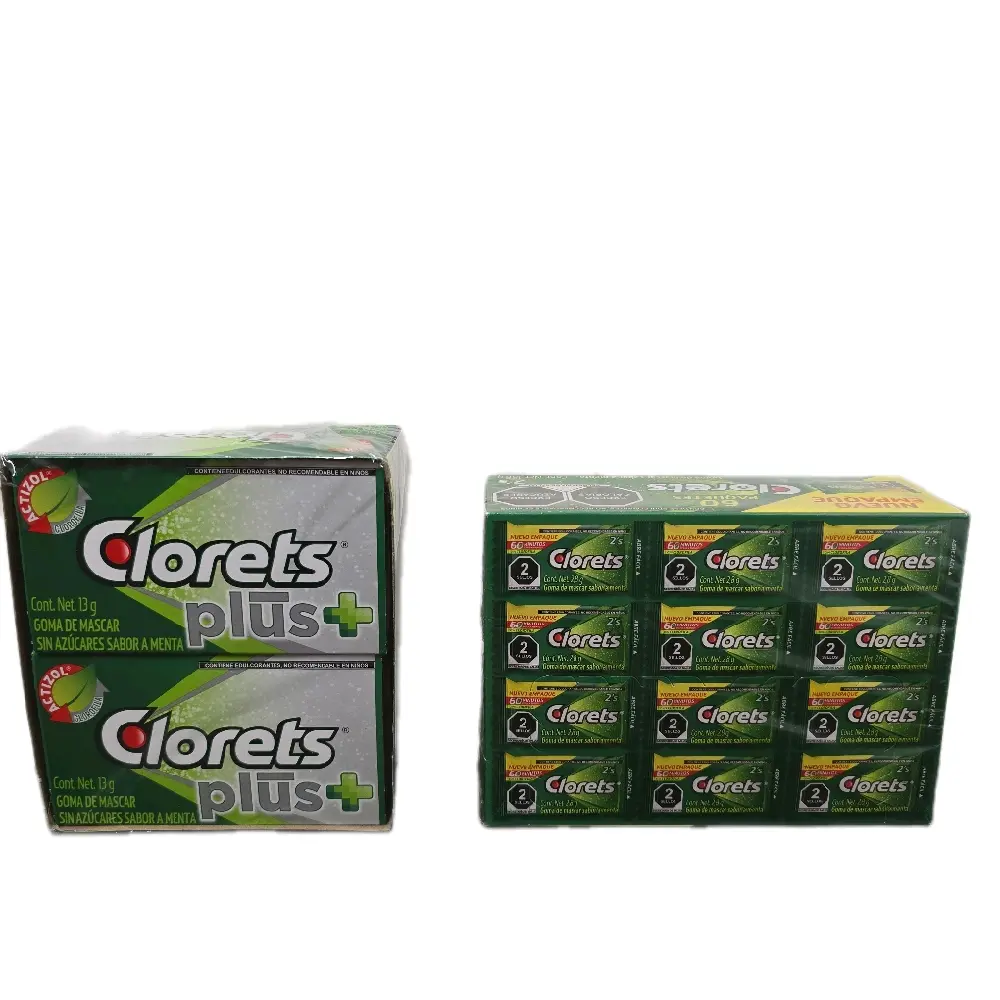 1. Clorets Plus+ – Sugar-Free Mint Chewing Gum (13 g pack)                                                                               2. Clorets 2’s – Mint Chewing Gum (60 mini packs display)