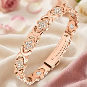 Copper Bracelets for Women, Ultra Strength Magnetic Bracelet with 3800 Gauss Neodymium Magnets & Dazzling Cubic Zirconia, 99.99% Pure Copper Jewelry Gift