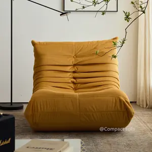 Ginger Yellow Lazy Sofa, Soft Modern Bean Bag Couch for Living Room, Compact Togo-Style Caterpillar Chair, Stylish Home Decor Must-Have
