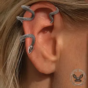 GTHIC Punk Snake Design Ear Cuffs Stainless Steel for Women Daily Wear Statement Jewelry