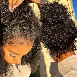 KissLove Kinky Curly Invisi Strap Snug Fit 360 Lace Frontal Bleached Knots All Around Pre Cut Transparent Lace Ready to Go Glueless Human Hair Wig With Drawstring Best Beginner Friendly Wig no glue needed #Summervibes