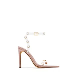 Aurela Clear Strap High Heels - Nude