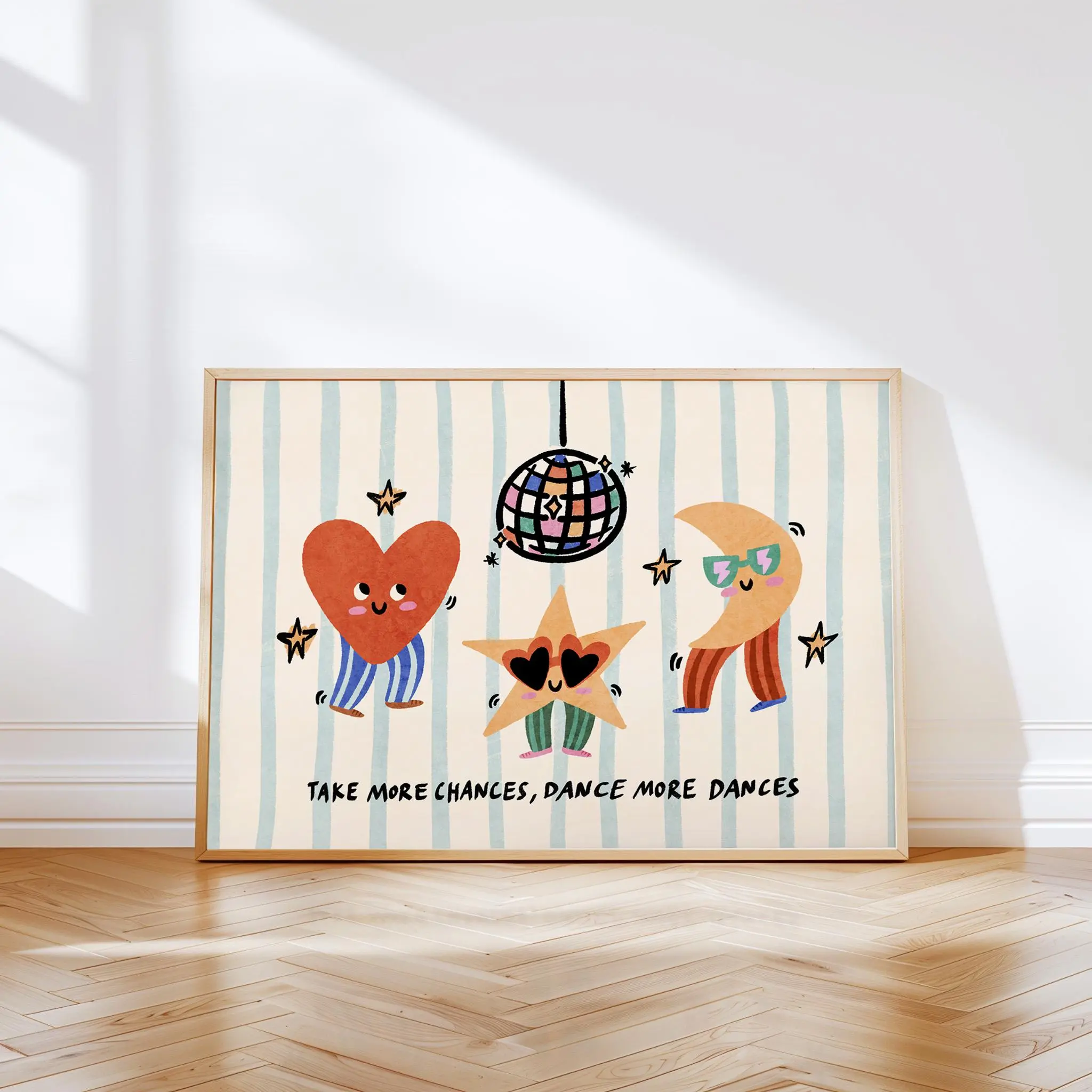 [Unframed] Take More Chances Print, Colorful Stars Kids Playroom Poster, Nursery Wall Decor
