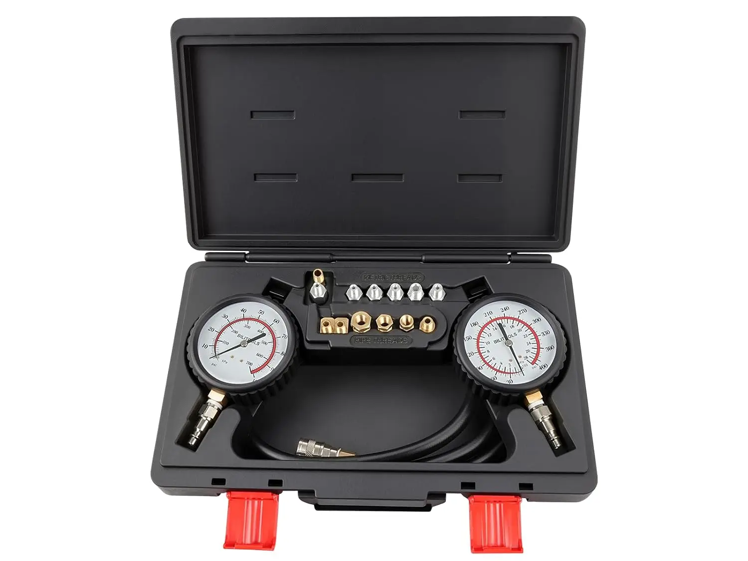BILITOOLS Engine & Transmission Oil Pressure Tester Kit with Dual Gauges