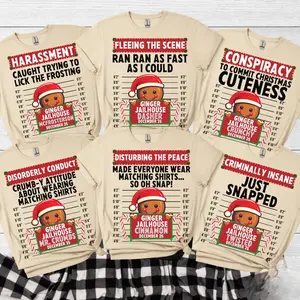 [Youth & Adult Sizes] Family Christmas SAND TShirt, Group Matching Christmas Outfits, Funny Gingerbread Inmate Christmas Party Tees, Matching Family Christmas Shirts.