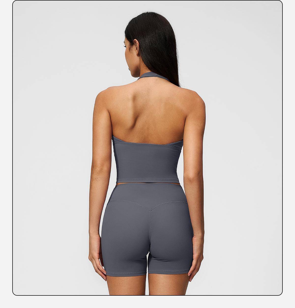 MFVIM Women’s V-Neck Halter Long Yoga Set — Back-Enhancing Waist-Defining Tank Top & High-Waisted Butt-Lifting Sports Shorts, Two-Piece Set,back to school,back to school haul