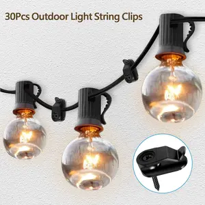 30Pcs Outdoor String Light Clips Weatherproof Cable Hanger Hooks Plastic Fairy Light Clips for Cable Holiday Decor