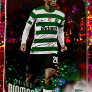 #104 Ousmane Diomande UCL Topps Soccer Card - Limited Edition 1/5 SCP - Green and White Striped Jersey - Betano Sponsor