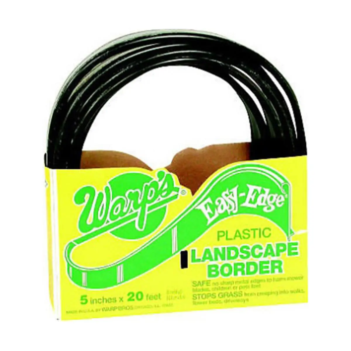 Warp Bros W15 LB5100B Polyethylene Landscape Edge Borders - Black, 5 in x 100 ft Easy-Edge, High-Quality Material, Grass Blocker, Border Control
